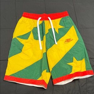 Nike Yellow and Green Star Pattern Shorts